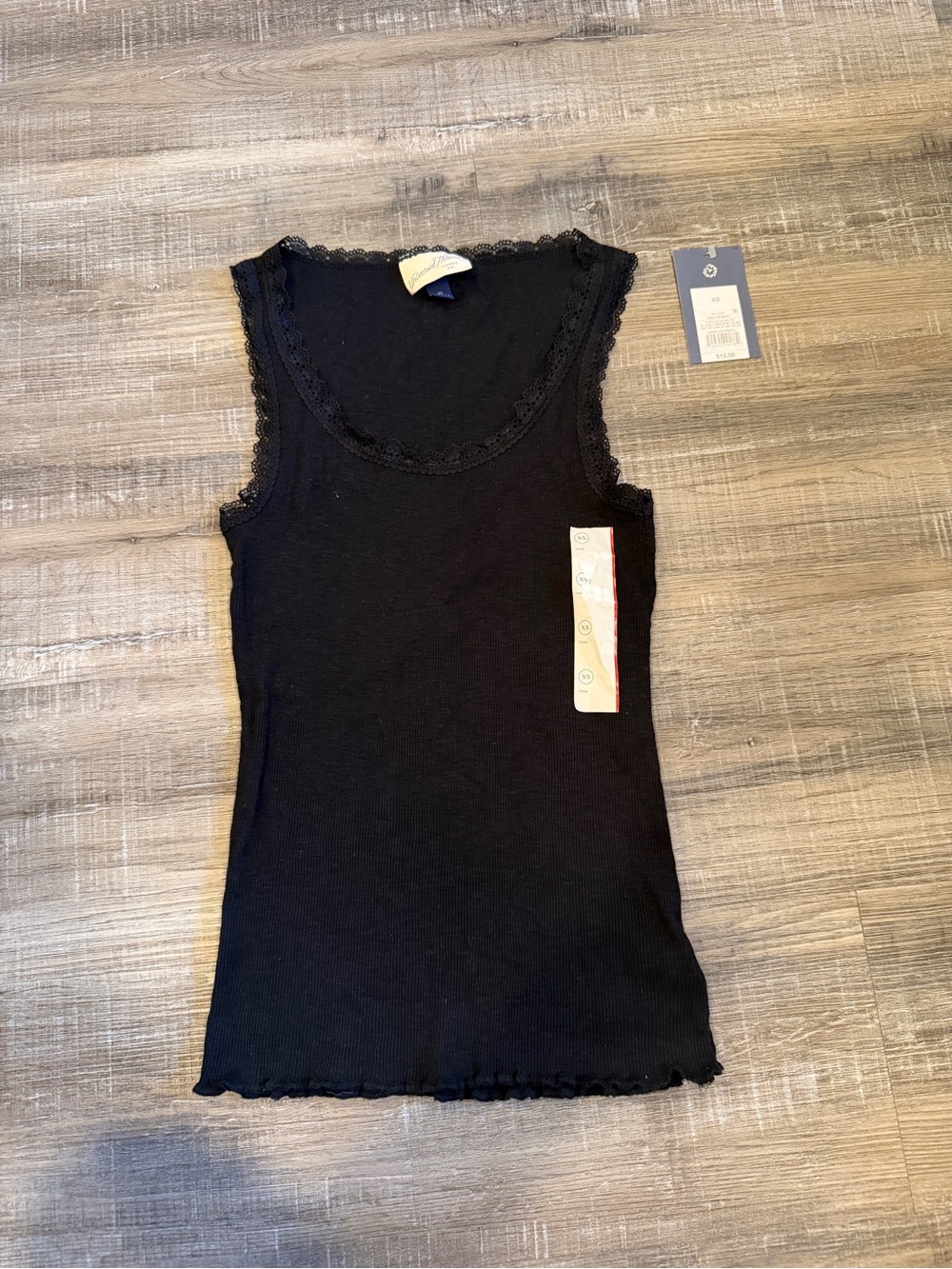 Universal Thread Black Lace-Trim Ribbed Camisole